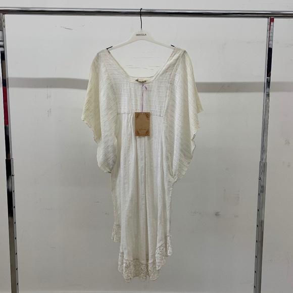 White Striped Linen Dress - Picture 1 of 4